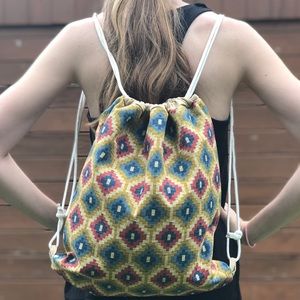 Red and Blue Diamond String Backpack (NWOT)